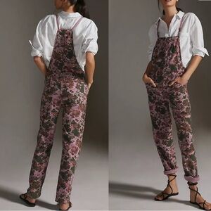 Pilcro by Anthropologie Pink and Green Floral Jumpsuit